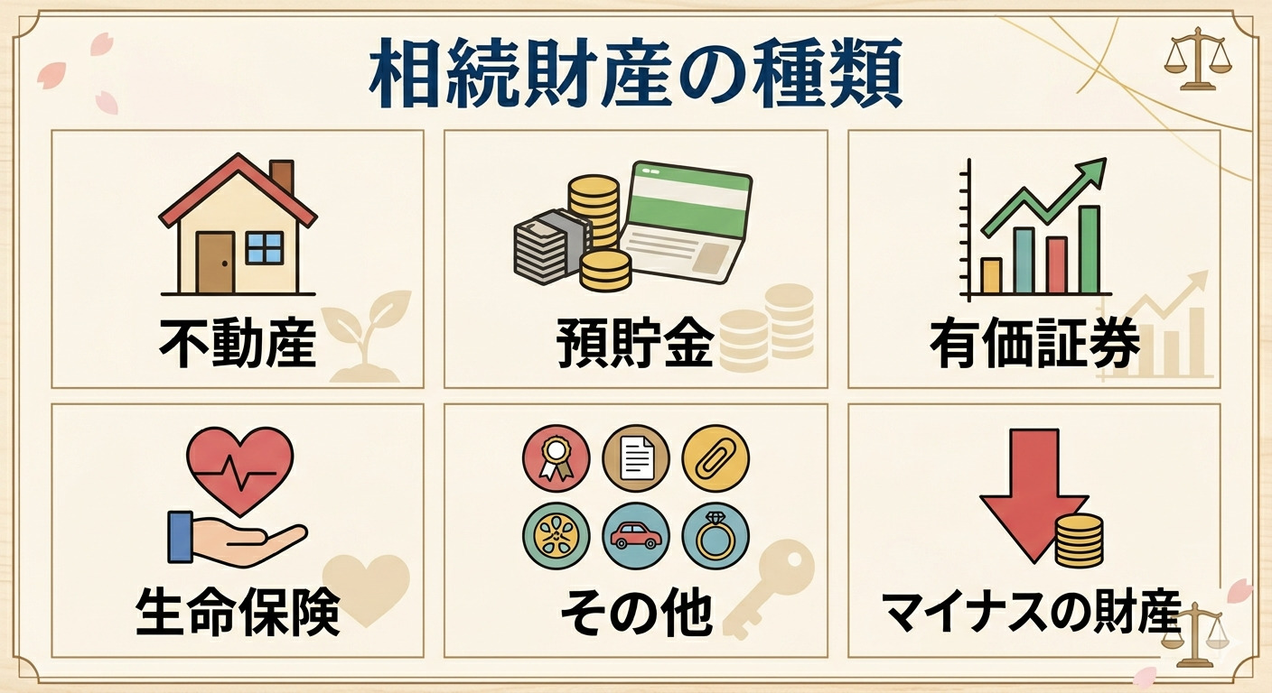 調査対象となる相続財産の種類は？プラス財産と負債の両方を確認